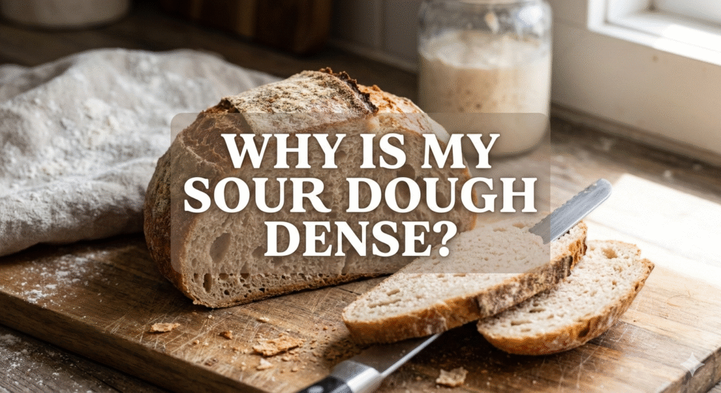 Why Is My Sourdough Dense? (The Real Reasons and How to Fix Them) 1 Image of dense sourdough after being cut.